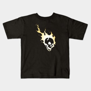 Flaming Skull Yellow Kids T-Shirt